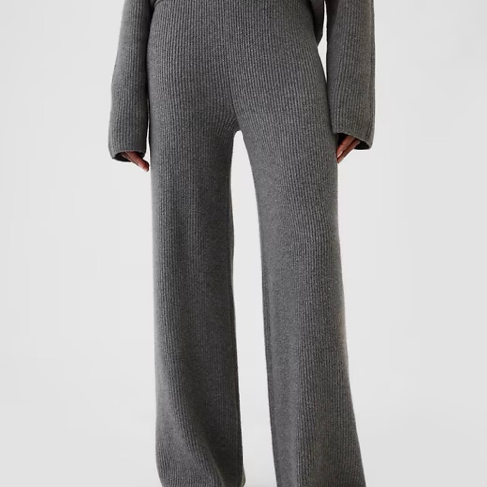 NWT GAP CashSoft Shaker-Stitch Wide Leg Knit Sweater Pants Brown M